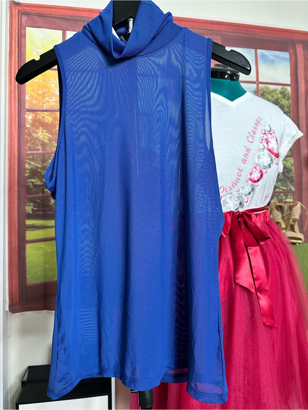 AFRM Royal Blue Sleeveless Mock Neck Tank